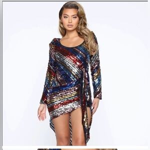 Fashion nova rainbow sequin dress